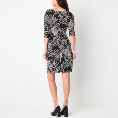 Robbie Bee 3/4 Sleeve Puff Print Sheath Dress