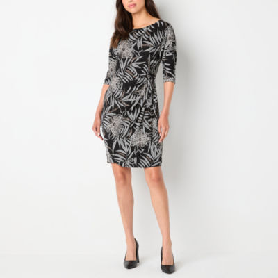 Robbie Bee 3/4 Sleeve Puff Print Sheath Dress