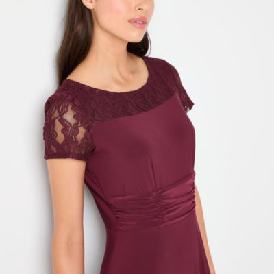 Perceptions Short Lace Sleeve Fit + Flare Dress