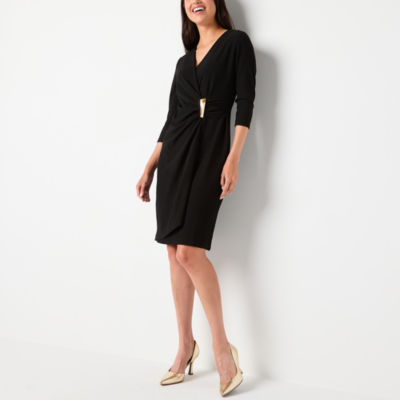 Perceptions Womens 3/4 Sleeve Sheath Dress