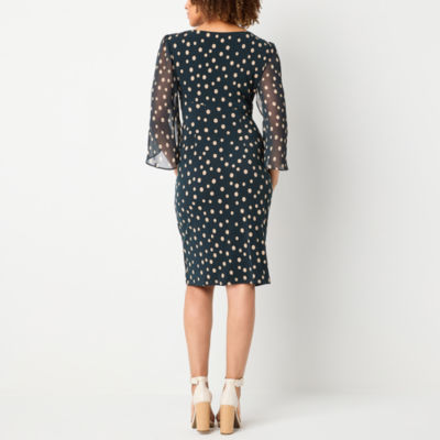 Connected Apparel Womens 3/4 Split Sleeve Sheath Dress