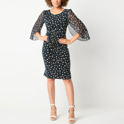 Connected Apparel Womens 3/4 Split Sleeve Sheath Dress