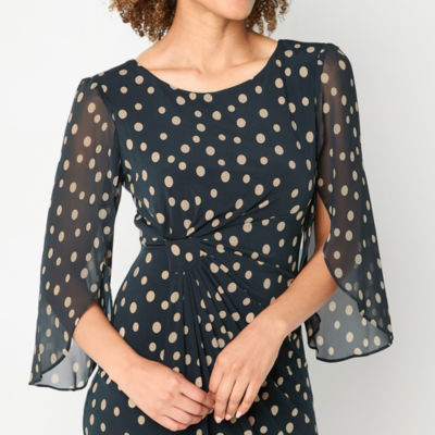 Connected Apparel Womens 3/4 Split Sleeve Sheath Dress