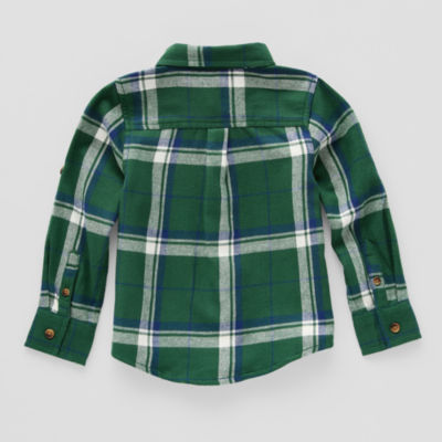 Okie Dokie Toddler Boys Adaptive Long Sleeve Flannel Shirt