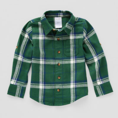 Okie Dokie Toddler Boys Adaptive Long Sleeve Flannel Shirt