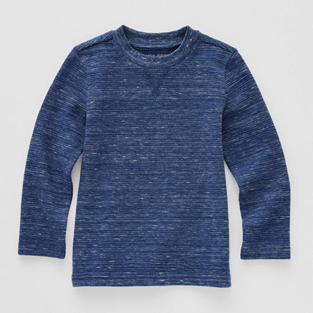 Okie Dokie Toddler & Little Boys Textured Knit Crew Neck Long Sleeve T-Shirt, 4t, Blue