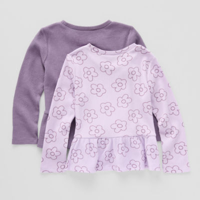 Okie Dokie Toddler & Little Girls 2-pc. Round Neck Long Sleeve Graphic T-Shirt