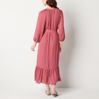 Ryegrass Womens 3/4 Sleeve Dots Maxi Dress