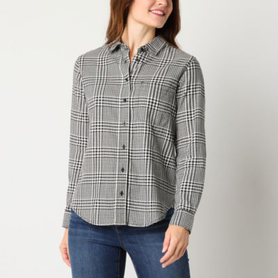 St. John's Bay Womens Long Sleeve Regular Fit Button-Down Shirt