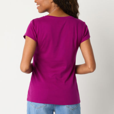 Liz Claiborne Womens Crew Neck Short Sleeve T-Shirt