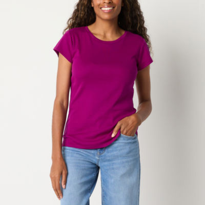 Liz Claiborne Womens Crew Neck Short Sleeve T-Shirt