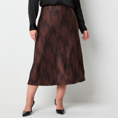 Worthington Womens Midi A-Line Skirt-Plus