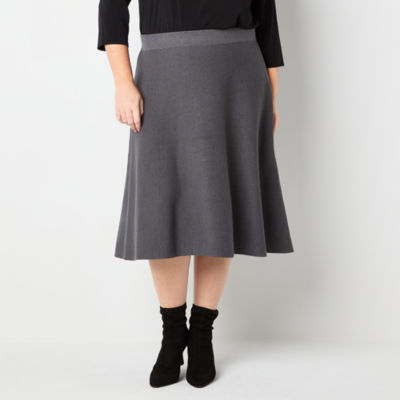 Liz Claiborne Womens A-Line Skirt-Plus, Color: Charcoal Heather - JCPenney