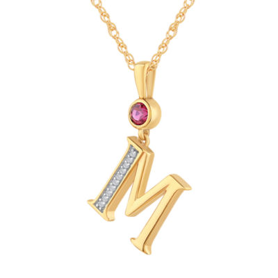 Womens Lab Created Red Ruby 14K Gold Over Silver Pendant Necklace