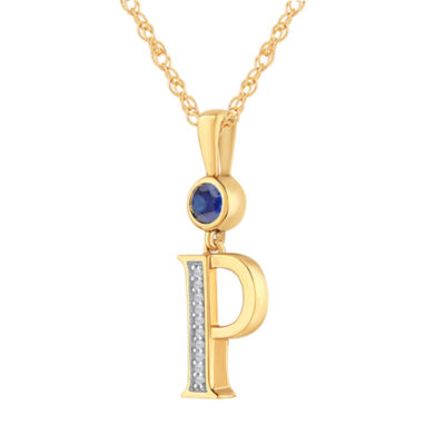 Womens Lab Created Blue Sapphire 14K Gold Over Silver Pendant Necklace