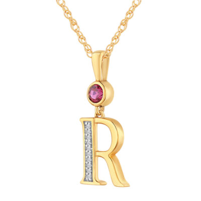 R Womens Lab Created Red Ruby 14K Gold Over Silver 18 Inch Pendant Necklace