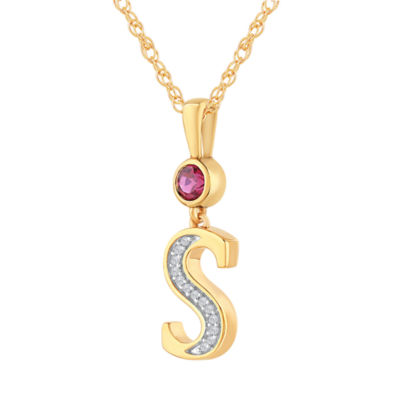 Womens Lab Created Red Ruby 14K Gold Over Silver Pendant Necklace