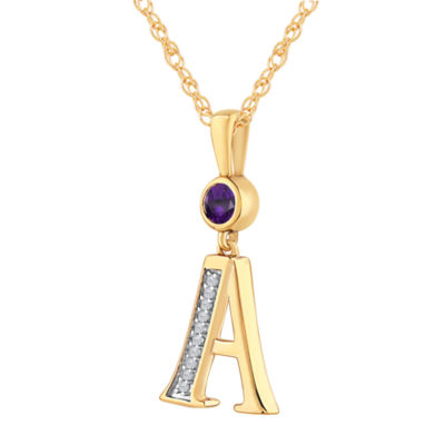 A Womens Genuine Purple Amethyst 14K Gold Over Silver Pendant Necklace