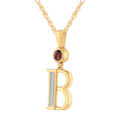 B Womens Genuine Red Garnet 14K Gold Over Silver Pendant Necklace