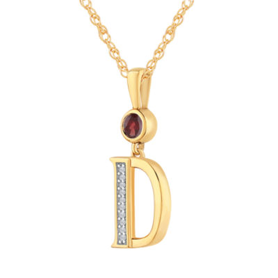 D Womens Genuine Red Garnet 14K Gold Over Silver Pendant Necklace