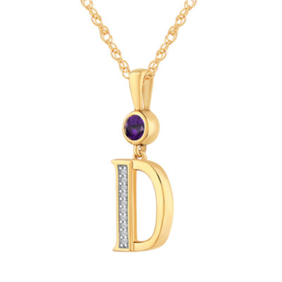 D Womens Genuine Purple Amethyst 14K Gold Over Silver Pendant Necklace