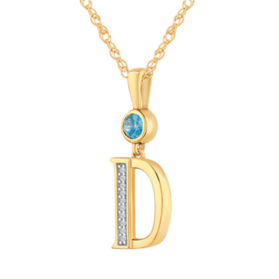 D Womens Genuine Blue Topaz 14K Gold Over Silver Pendant Necklace