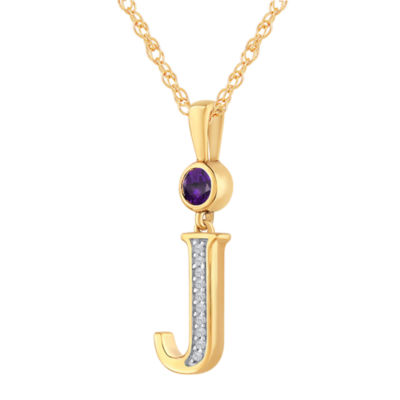 J Womens Genuine Purple Amethyst 14K Gold Over Silver Pendant Necklace