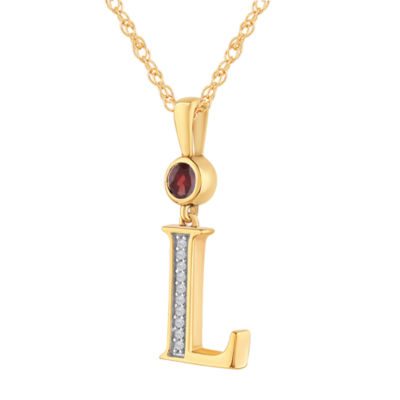 Womens Genuine Red Garnet 14K Gold Over Silver Pendant Necklace