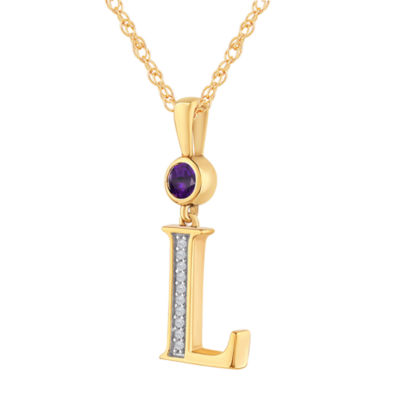L Womens Genuine Purple Amethyst 14K Gold Over Silver 18 Inch Pendant Necklace