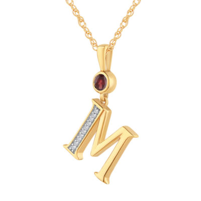 M Womens Genuine Red Garnet 14K Gold Over Silver 18 Inch Pendant Necklace