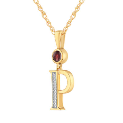 Womens Genuine Red Garnet 14K Gold Over Silver Pendant Necklace