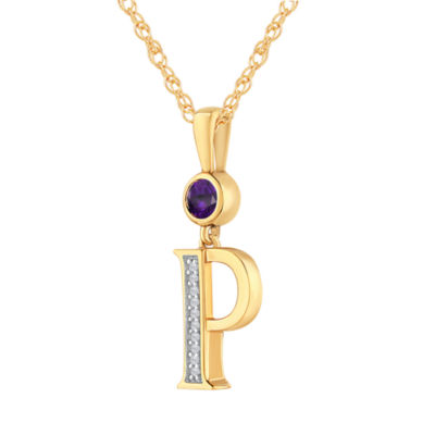 Womens Genuine Purple Amethyst 14K Gold Over Silver Pendant Necklaces