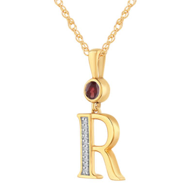 R Womens Genuine Red Garnet 14K Gold Over Silver Pendant Necklace