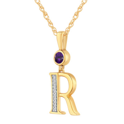 Womens Genuine Purple Amethyst 14K Gold Over Silver Pendant Necklaces