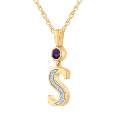 Womens Genuine Purple Amethyst 14K Gold Over Silver Pendant Necklace