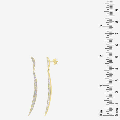 Linear 3/4 CT. T.W. Natural White Diamond 14K Gold Curved Drop Earrings