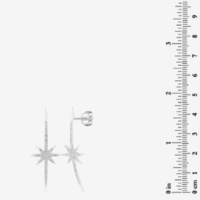 North Star Womens 3/8 CT. T.W. Natural White Diamond 14K White Gold Star Drop Earrings