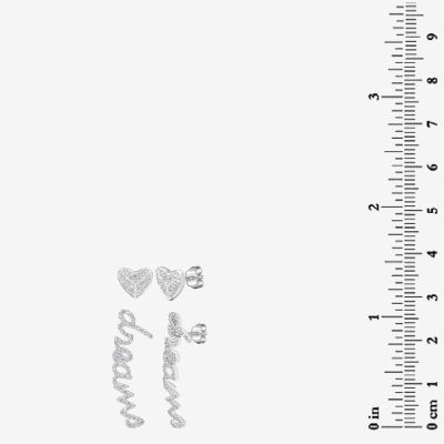 "Dreams" Mismatched 1/3 CT. T.W. Natural White Diamond 14K White Gold 27mm Heart Stud Earrings