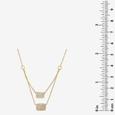 Double Layer Womens 3/8 CT. T.W. Natural White Diamond 14K Gold Rectangular Pendant Necklace