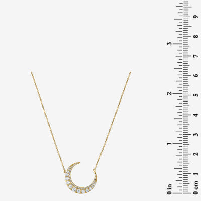 Womens 5/8 CT. T.W. Natural White Diamond 14K Gold Moon Pendant Necklace