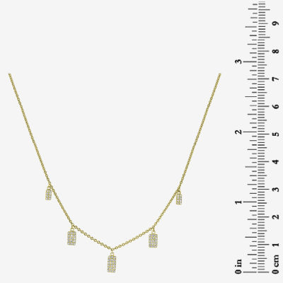 Charm Station Womens 1/5 CT. T.W. Natural White Diamond 14K Gold Rectangular Pendant Necklace