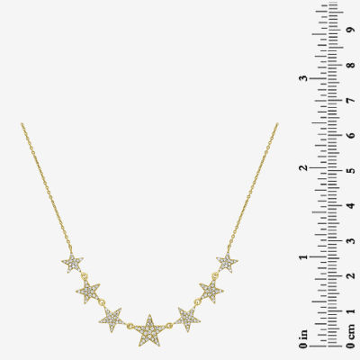 Womens 3/8 CT. T.W. Natural White Diamond 14K Gold Star Pendant Necklace