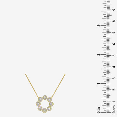 Womens 1/2 CT. T.W. Natural White Diamond 14K Gold Circle Pendant Necklace