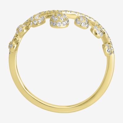 Womens 3/8 CT. T.W. Natural White Diamond 14K Gold Crown Delicate Stackable Ring