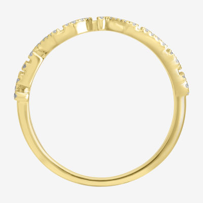 "Kindness" Womens 1/5 CT. Natural White Diamond 14K Gold Delicate Stackable Ring