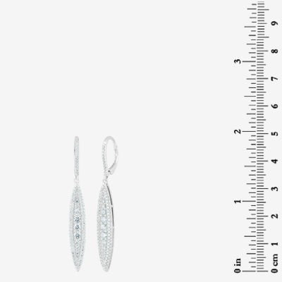 Diamonart White Cubic Zirconia Sterling Silver Curved Drop Earrings