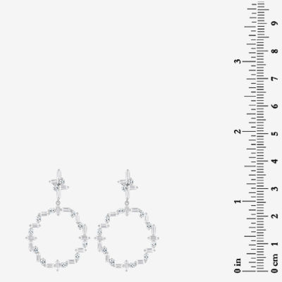 Diamonart Womens Cubic Zirconia Sterling Silver Curved Drop Earrings