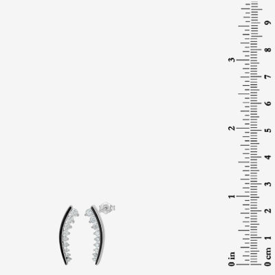 Diamonart Womens Cubic Zirconia Sterling Silver Curved Ear Climbers