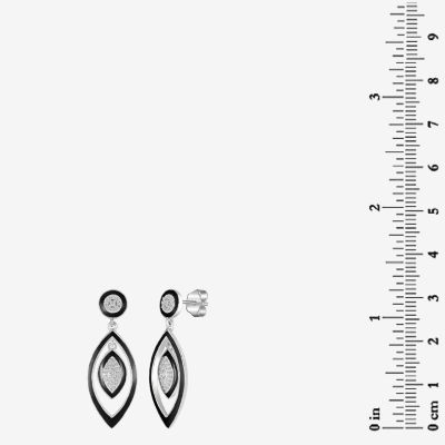 Diamonart Womens Cubic Zirconia Sterling Silver Curved Drop Earrings