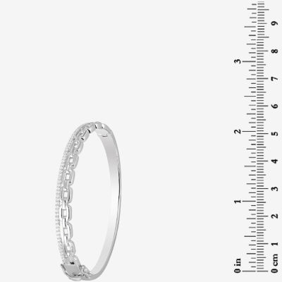 Diamonart White Cubic Zirconia Sterling Silver Round Bangle Bracelet